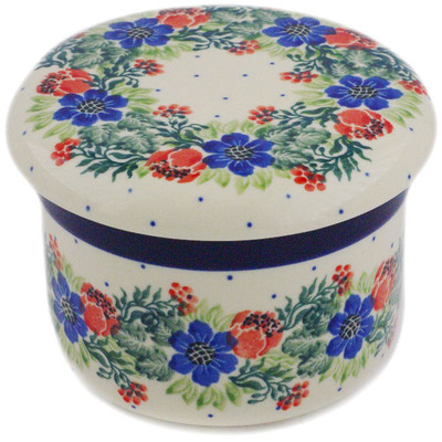 Polish Pottery French Butter Dish Polish Wreath