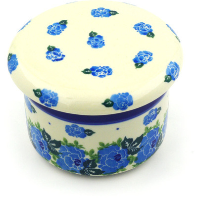 Polish Pottery French Butter Dish Rose Wreath