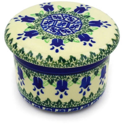 Polish Pottery French Butter Dish Texas Bluebell