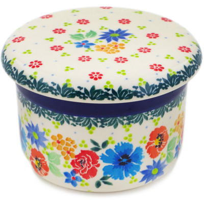 Polish Pottery French Butter Dish Wreath Of Life UNIKAT