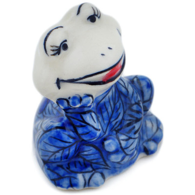 Polish Pottery Frog Figurine 2&quot; Blue Heaven UNIKAT