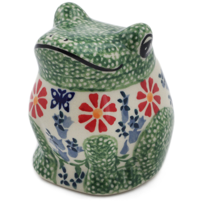 Polish Pottery Frog Figurine 3&quot; Last Summer Flowers