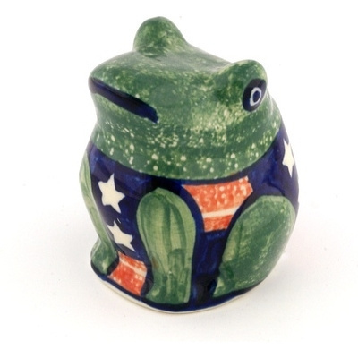 Polish Pottery Frog Figurine 3&quot; UNIKAT
