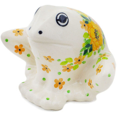 Polish Pottery Frog Figurine 4&quot; Bright Spring UNIKAT