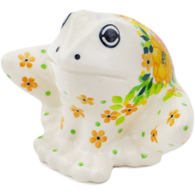Polish Pottery Frog Figurine 4&quot; Bright Spring UNIKAT