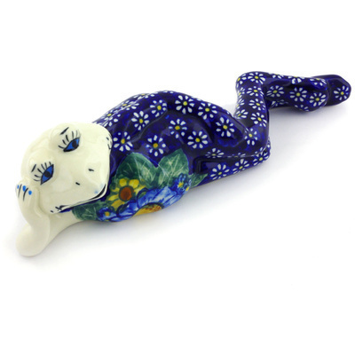 Polish Pottery Frog Figurine 4&quot; Floral Fruit Basket UNIKAT