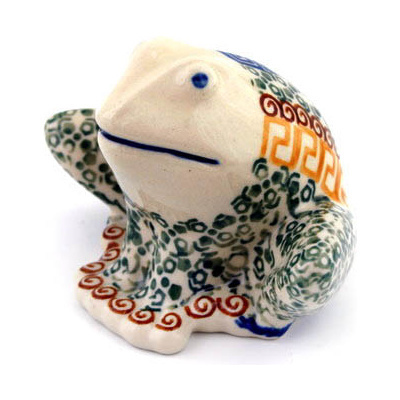 Polish Pottery Frog Figurine 4&quot; Grecian Sea