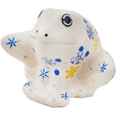 Polish Pottery Frog Figurine 4&quot; Snow Is Falling