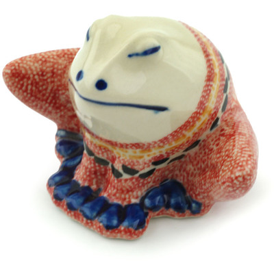 Polish Pottery Frog Figurine 4&quot; Solar Flare