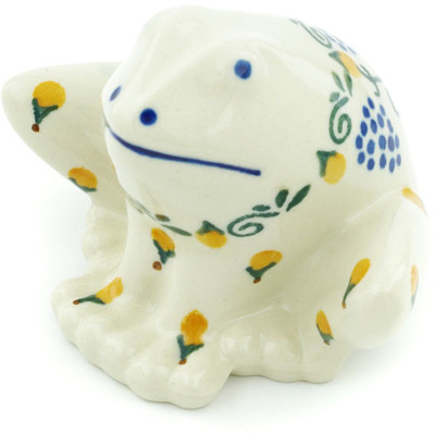 Polish Pottery Frog Figurine 4&quot; Summer Grapes