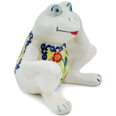 Polish Pottery Frog Figurine 5&quot; Garden Tapestry