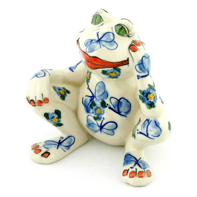 Polish Pottery Frog Figurine 5"