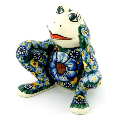 Polish Pottery Frog Figurine 5&quot; UNIKAT