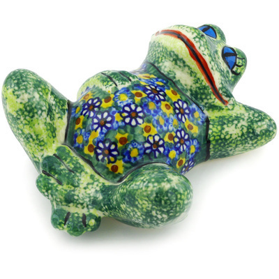 Polish Pottery Frog Figurine 7&quot; UNIKAT