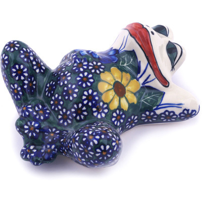 Polish Pottery Frog Figurine 7&quot; UNIKAT