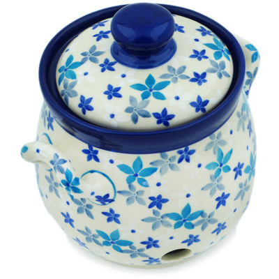 Polish Pottery Garlic and Onion Jar 6&quot; Blossoms In The Frost