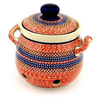 Polish Pottery Garlic and Onion Jar 6&quot; Fandango