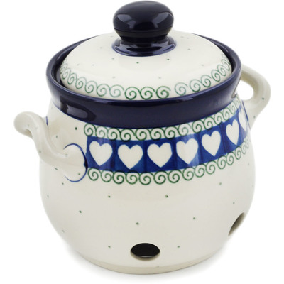 Polish Pottery Garlic and Onion Jar 6&quot; Light Hearted