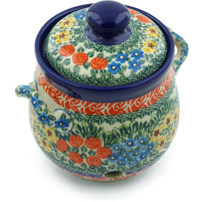 Polish Pottery Garlic and Onion Jar 6&quot; Perennial Border UNIKAT