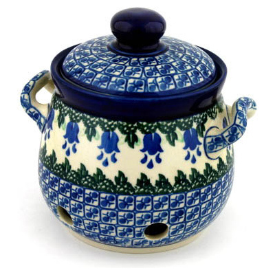 Polish Pottery Garlic and Onion Jar 6&quot; Texas Bluebell