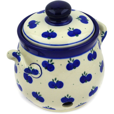 Polish Pottery Garlic and Onion Jar 6&quot; Wild Blueberry