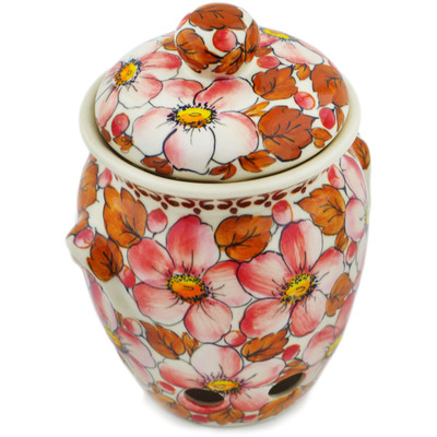 Polish Pottery Garlic and Onion Jar 7&quot; Autumn Wedding UNIKAT