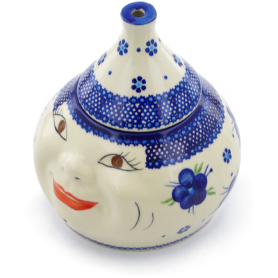 Polish Pottery Garlic and Onion Jar 7&quot; Bleu-belle Fleur