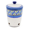 Polish Pottery Garlic and Onion Jar 7&quot; Blue And Green Flower Dream
