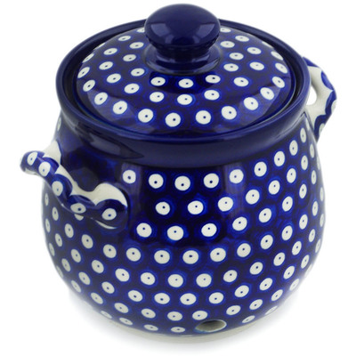Polish Pottery Garlic and Onion Jar 7&quot; Blue Eyes