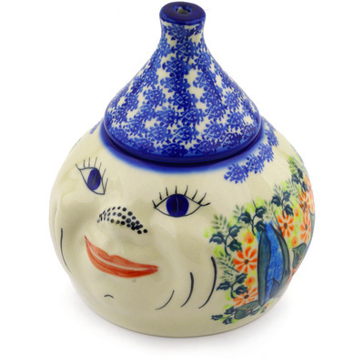 Polish Pottery Garlic and Onion Jar 7&quot; Bold Poppies UNIKAT