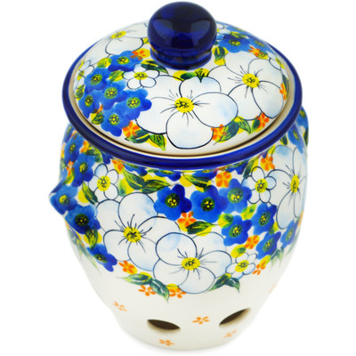 Polish Pottery Garlic and Onion Jar 7&quot; Floating Florals UNIKAT