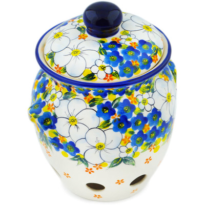 Polish Pottery Garlic and Onion Jar 7&quot; Floating Florals UNIKAT
