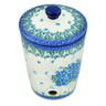 Polish Pottery Garlic and Onion Jar 7&quot; Forget Me Not UNIKAT