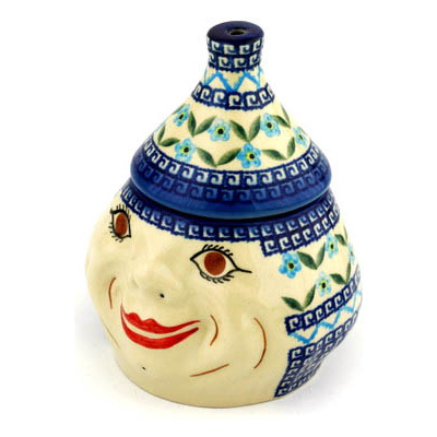 Polish Pottery Garlic and Onion Jar 7&quot; Greek Daisies