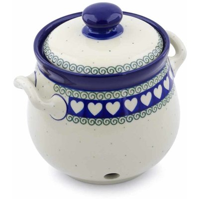 Polish Pottery Garlic and Onion Jar 7&quot; Light Hearted