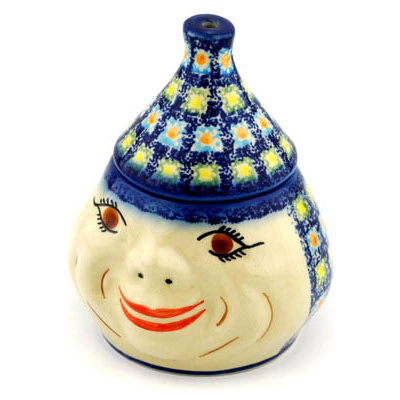 Polish Pottery Garlic and Onion Jar 7&quot; Mosaic Tile