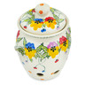 Polish Pottery Garlic and Onion Jar 7&quot; Pretty Pansy UNIKAT