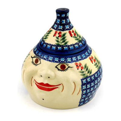 Polish Pottery Garlic and Onion Jar 7&quot; Red Berries