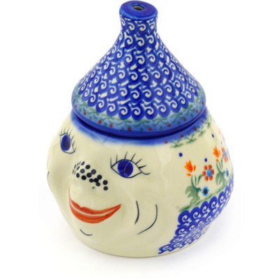 Polish Pottery Garlic and Onion Jar 7&quot; Spring Flowers