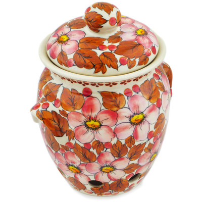 Polish Pottery Garlic and Onion Jar 8&quot; Autumn Wedding UNIKAT