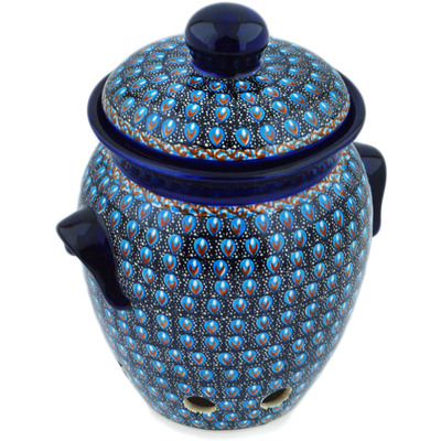 Polish Pottery Garlic and Onion Jar 8&quot; Cottonfield UNIKAT