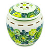 faience Garlic and Onion Jar 8&quot; Green Wave