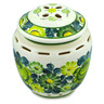 faience Garlic and Onion Jar 8&quot; Green Wave