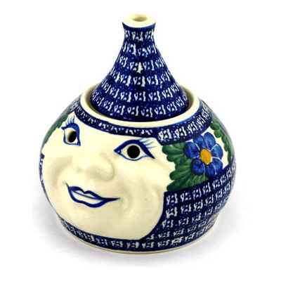 Polish Pottery Garlic and Onion Jar 8&quot; Red Blossom