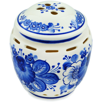 faience Garlic and Onion Jar 8&quot; Retro Cobalt