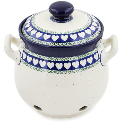 Polish Pottery Garlic and Onion Jar 9&quot; Light Hearted