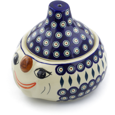Polish Pottery Garlic and Onion Jar 9&quot; Peacock