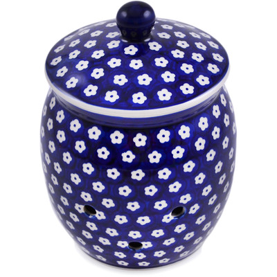 Polish Pottery Garlic and Onion Jar 9&quot; Simple Daisy