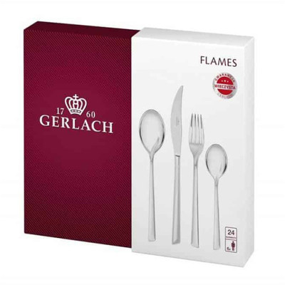 Steel Gerlach 24 Piece Stainless Steel Flatware Set Flames