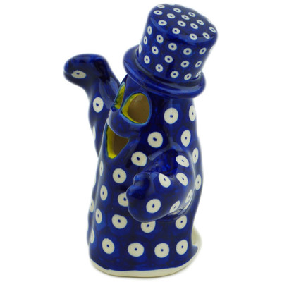 Polish Pottery Ghost Candle Holder Blue Eyes